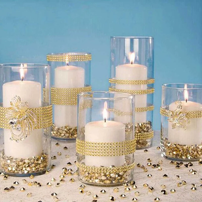 1 ярд 8 рядов золотая серебряная Хрустальная Алмазная сетка стразы лента для