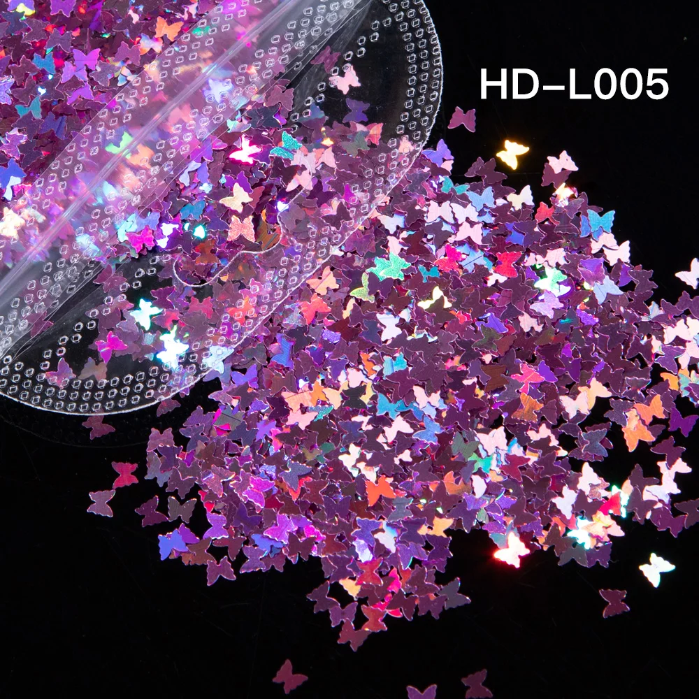 Голографические 3d-наклейки с бабочками и блестками для дизайна ногтей блестящие