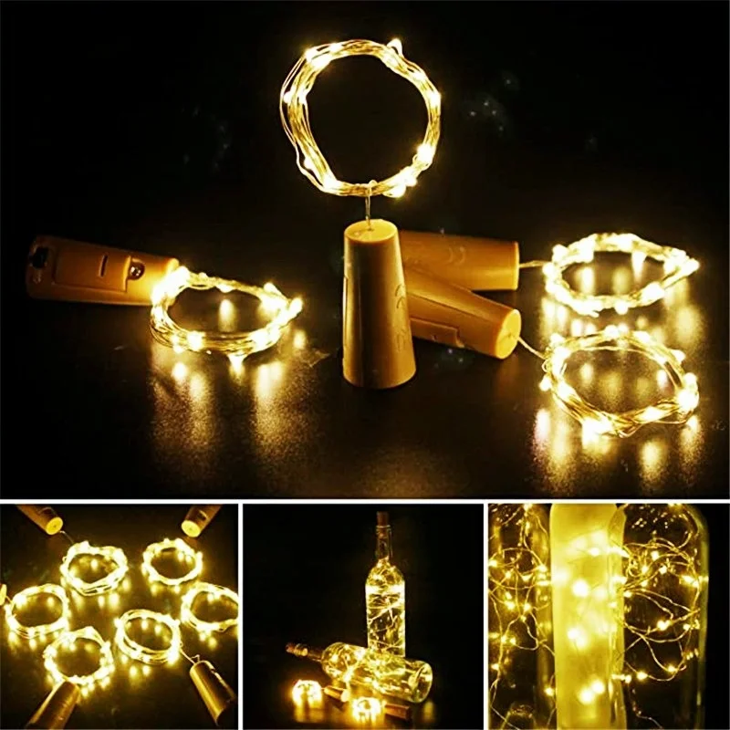 

Christmas Decoration Lights,2m20 Lights, LED Bottle Stopper Copper Wire Lights 1 Box 6 Pcs,Event Party Decoration Light String,