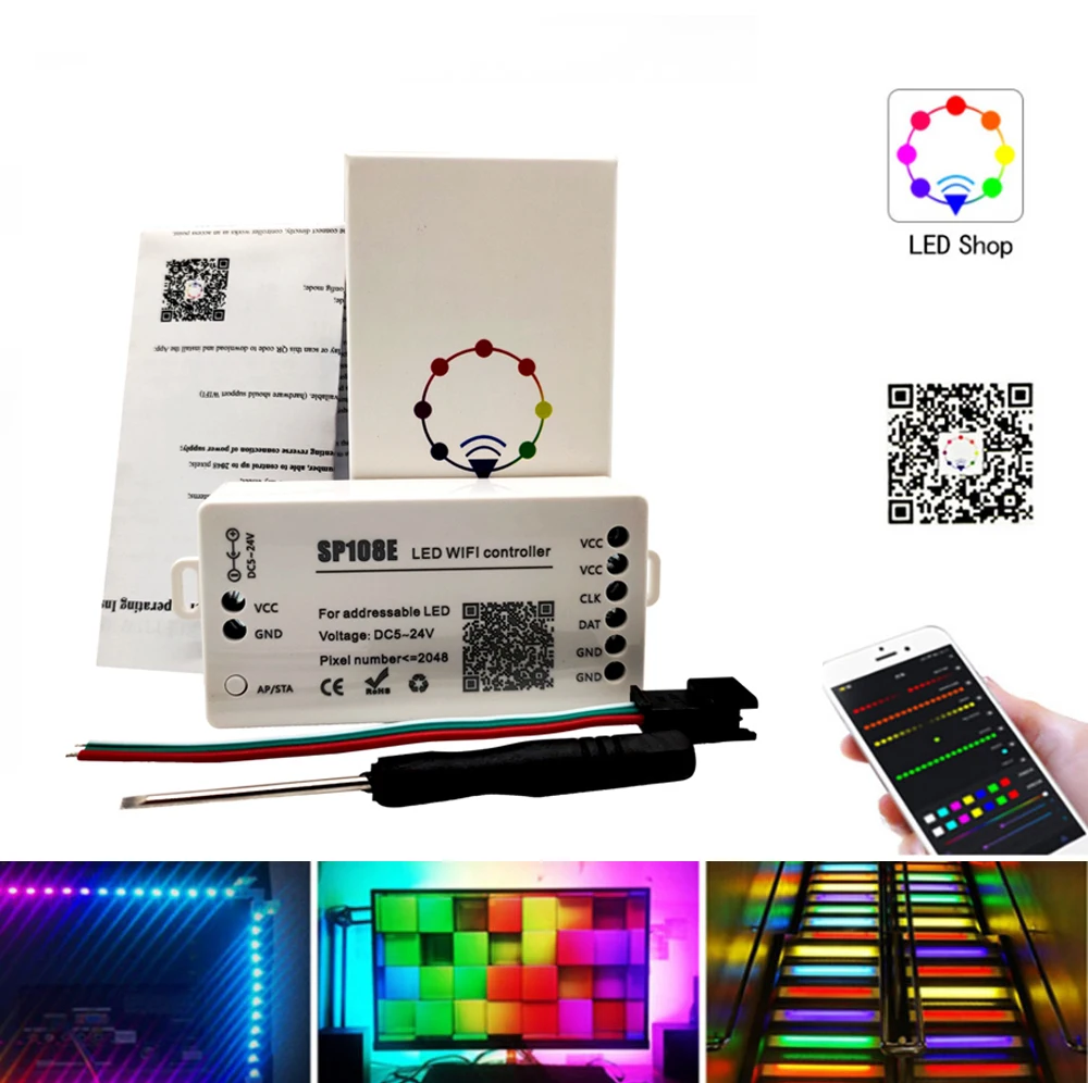 Wi Fi управление ler SP108E умное приложение беспроводное WS2811 WS2812B WS2813 WS2815 SK6812LED