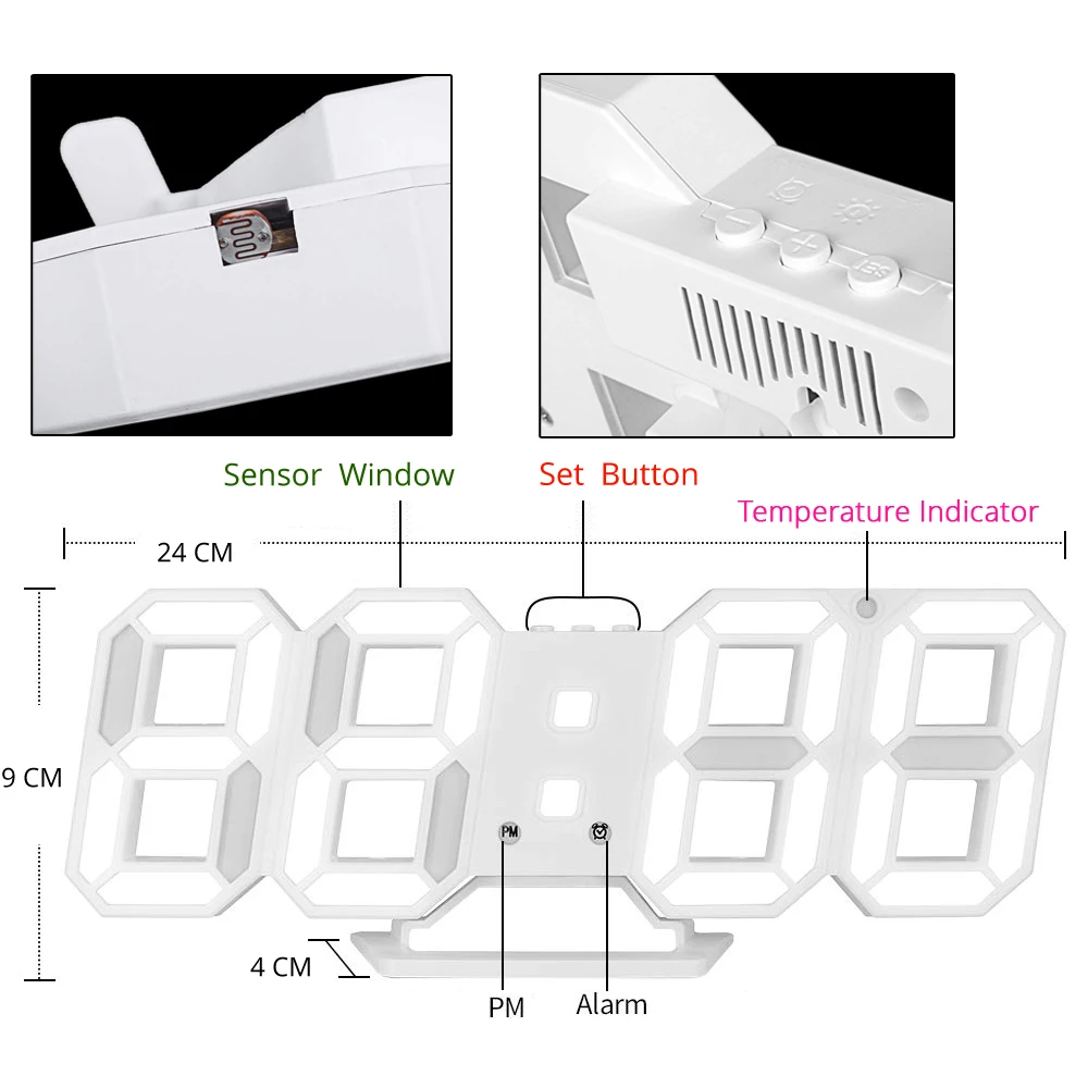 

HQ 3D LED Wall Clock Modern Design Digital Table Clock Alarm Nightlight Watch For Home Living Room Decoration Kitchen Clock