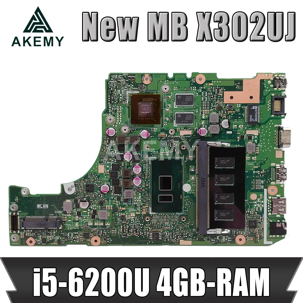 

Akemy X302UJ X302UV Laptop motherboard For Asus X302UJ X302U X302UV X302UA/UJ mainboard i5-6200U GT920M/GT940M 4GB-RAM