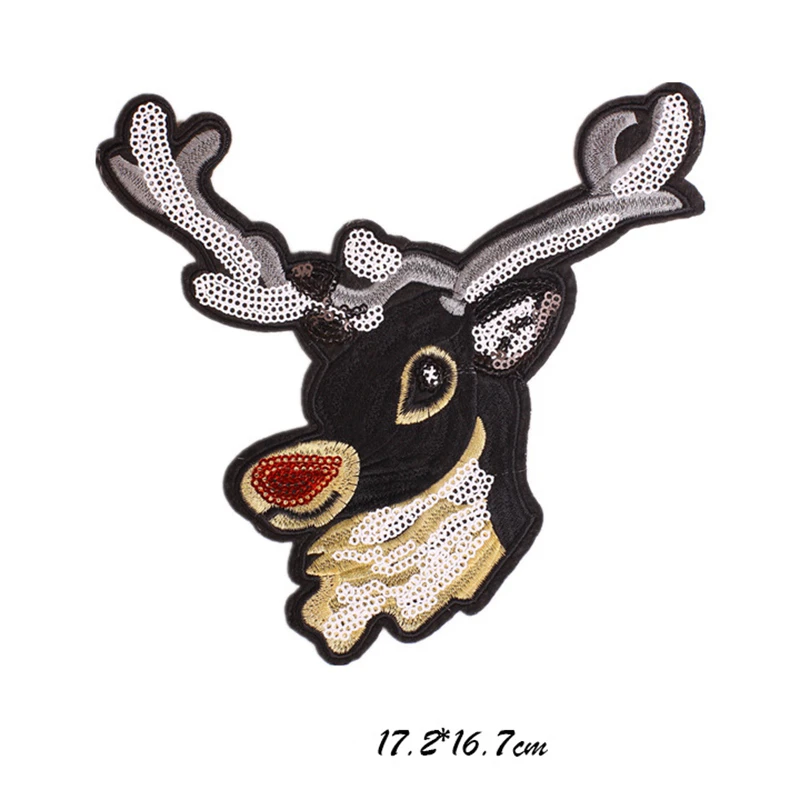 Рождественский олень сделай сам украшение одежды блестки вышитые милые животные