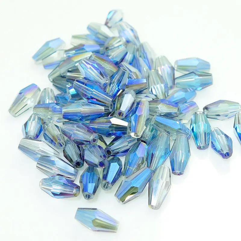 100 штук Изысканный 4x8 мм Австрийские длинные биконусные хрустальные бусины для