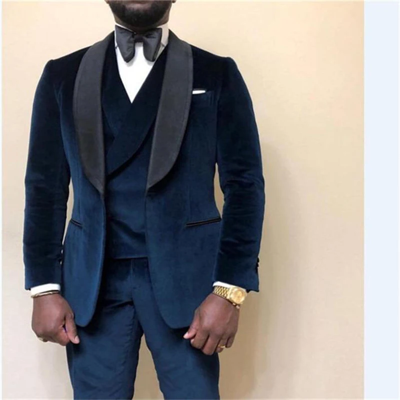 

Men's 3 Piece Set One Button Groomsmen Shawl Lapel Groom Tuxedos Men Suits Wedding Best Man Blazer(Jacket+Pants+Vest) أطقم بل