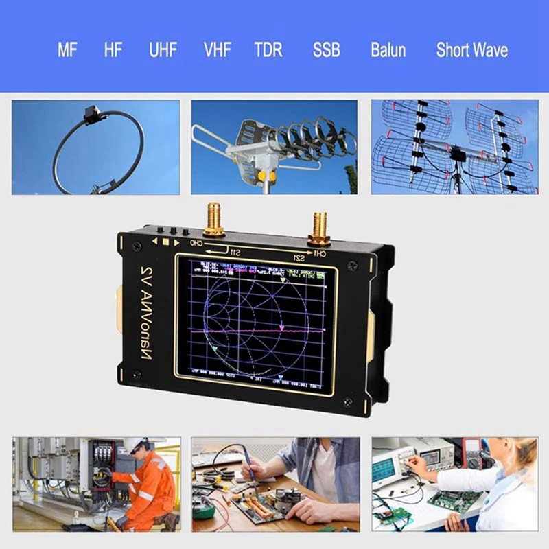 

Nanovna V2 Vector Network Analyzer,50Khz-3Ghz 3.2Inch Large Sn S-A-A-2 Nanovna V2 Antenna Analyzer Shortwave