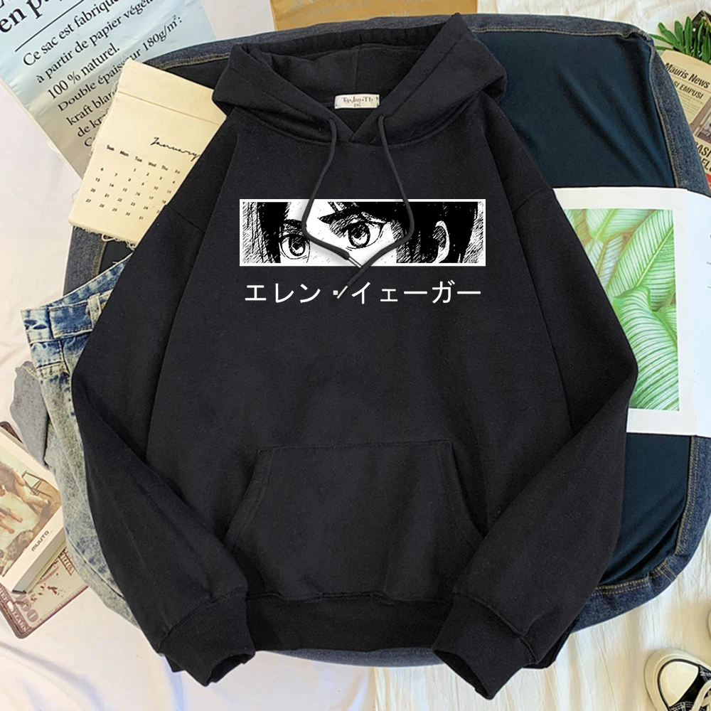 

Women Hoodie Anime Attack On Titan Eren Jaeger Printing Sweatshirtslady O-Neck Loose Big Size Clothing Winter Fleece Womens Tops