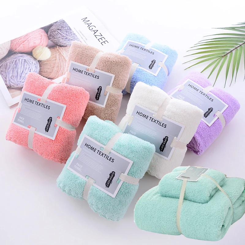 Towel bath towel coral velvet suit fine fiber absorbent towel towels bathroom set  hair towel hand towel microfiber hair towel