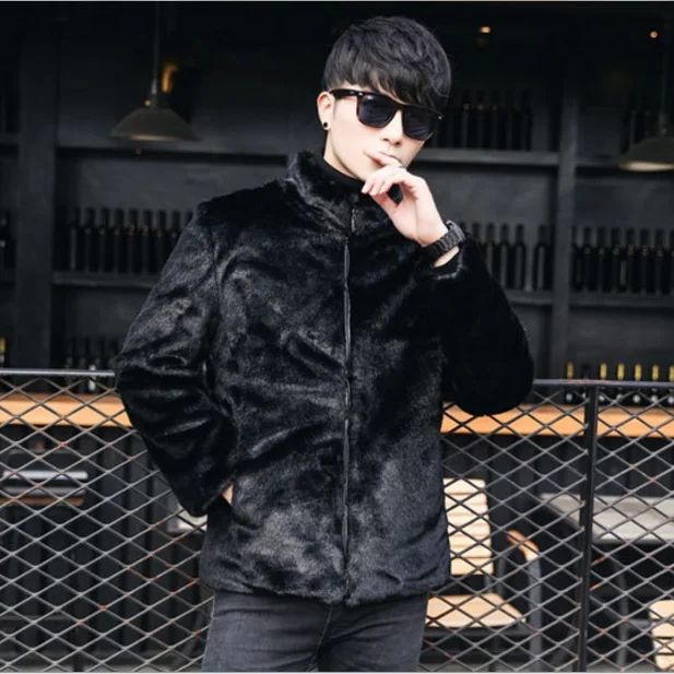 Пушистые пальто из искусственного меха для мужчин 2020 зимняя черная официальная
