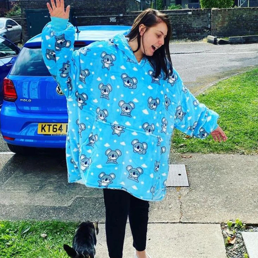 

Fun Print Plus Thick Cotton Flannel Oversized Sweatshirt Dress Women Unisex Warm Winter Tops 2020 New Homewear Casual Pullovers