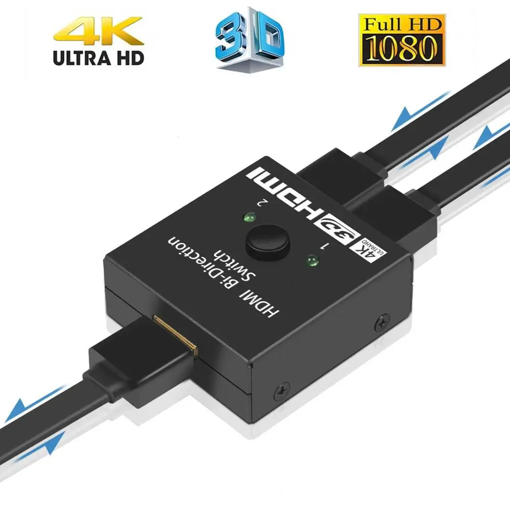 Переключатель 4K HD 2 порта двунаправленный 1x2 / 2x1 HDMI совместимый сплиттер порты Sup