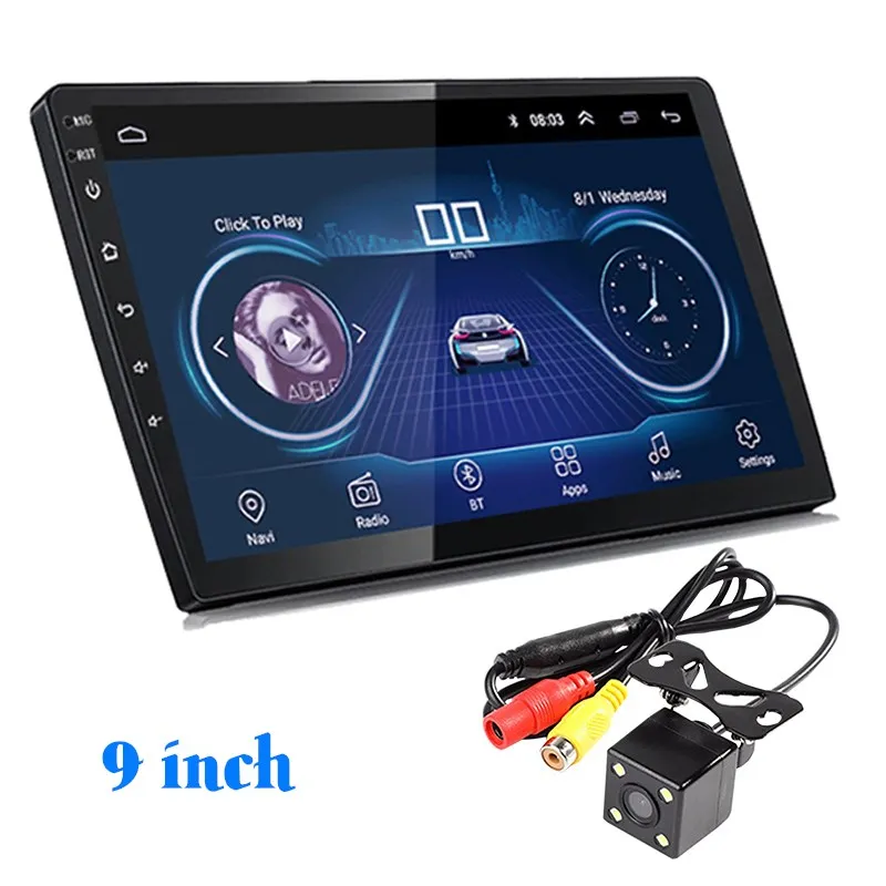 9inch with Cam Автомагнитола wifi Android 8,1 2 Din мультимедийный 10/9 дюймов Универсальный Bluetooth MP5 плеер gps навигация RAM1G ROM16G Mirrorlink - Цвет: 9inch with Cam