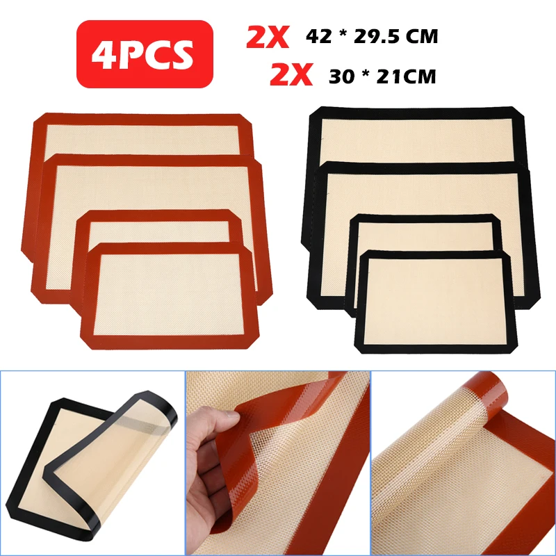 

4 шт., антипригарный силиконовый коврик для выпечки