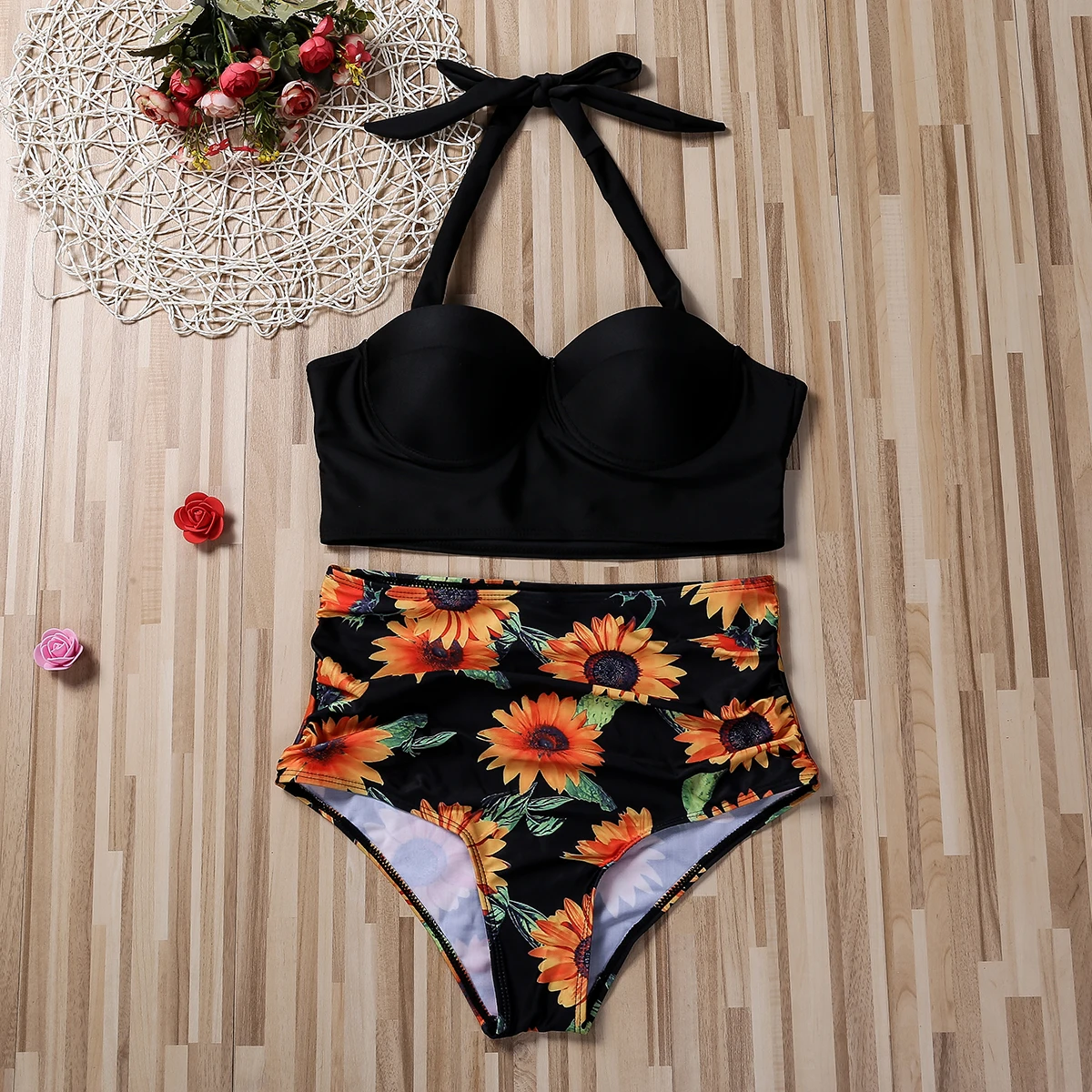 Женский комплект бикини Раздельный купальник с чашками пуш-ап пляжная одежда