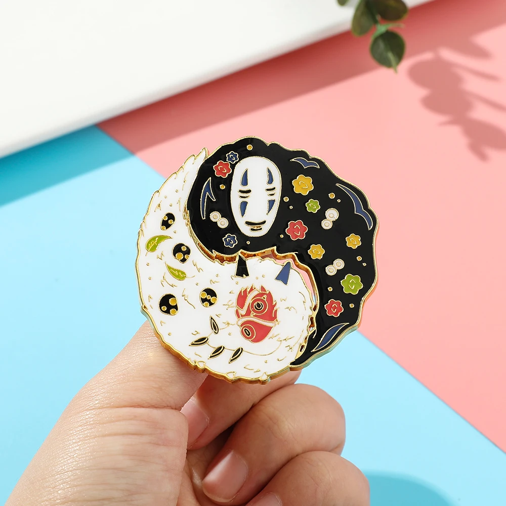 Миядзаки Хаяо нет лица мужчины Mononoke Hime брошь сплетни массив эмаль Модный круглый