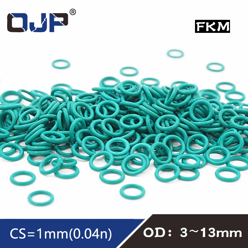 10PC/lot Rubber Ring Green FKM O ring Seal CS1mm Thickness OD3/4/5/6/7/7.5/8/9/10/11/12/13mm Rubber O-Rings Gasket Rings Washer