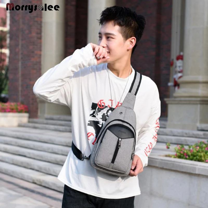 Unisex Anti-Theft Male USB Chest Bag Men Hidden Shoulder Messenger Bags Casual Retro Crossbody Bag Canvas Motorcycle Sling Bags