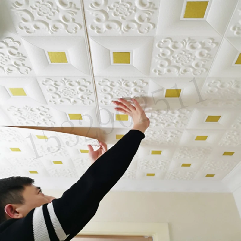 

3D Wall Stickers Ceiling Wall Panel Roof Decor Waterproof Self-adhesive Foam Wallpaper Living Room Kitchen TV Backdrop