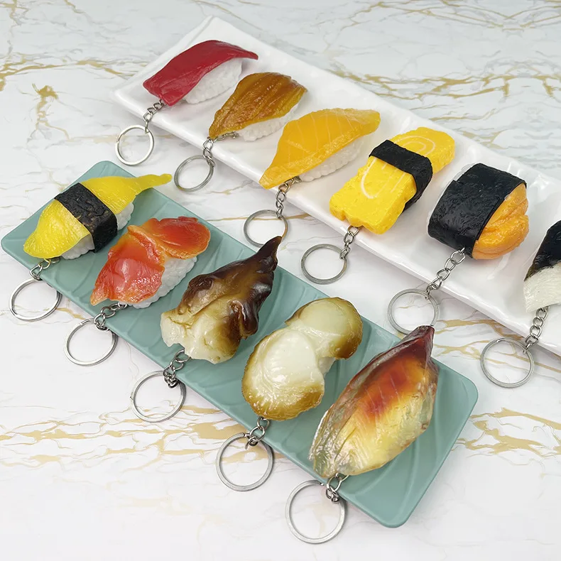 Имитация поддельных суши модель брелок Забавный японский рисовый шар лосося
