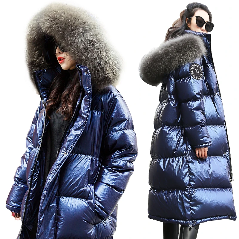 

Women Down Jacket 2021 New Winter Coat Big Real Fur Collar Women Long Paragraph Thickening Warm Hooded For Female Parka YRF14