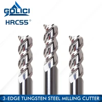 gdlici hrc55 carbide aluminum milling cutter 3 flutes cnc end mill for aluminum copper wood tungsten steel milling tools 4mm 6mm