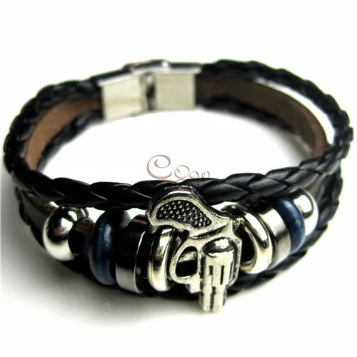 Браслеты и браслеты мужские кожаные браслеты Pulseira Masculina ювелирные изделия панк Шарм Bileklik Pulseiras подарок бойфренду - Окраска металла: Pistol
