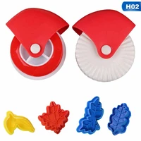 leaf shape plastic cookie cake cutter cookie mold baking tool press spring biscuit mold and roller cutter kitchen accessories
