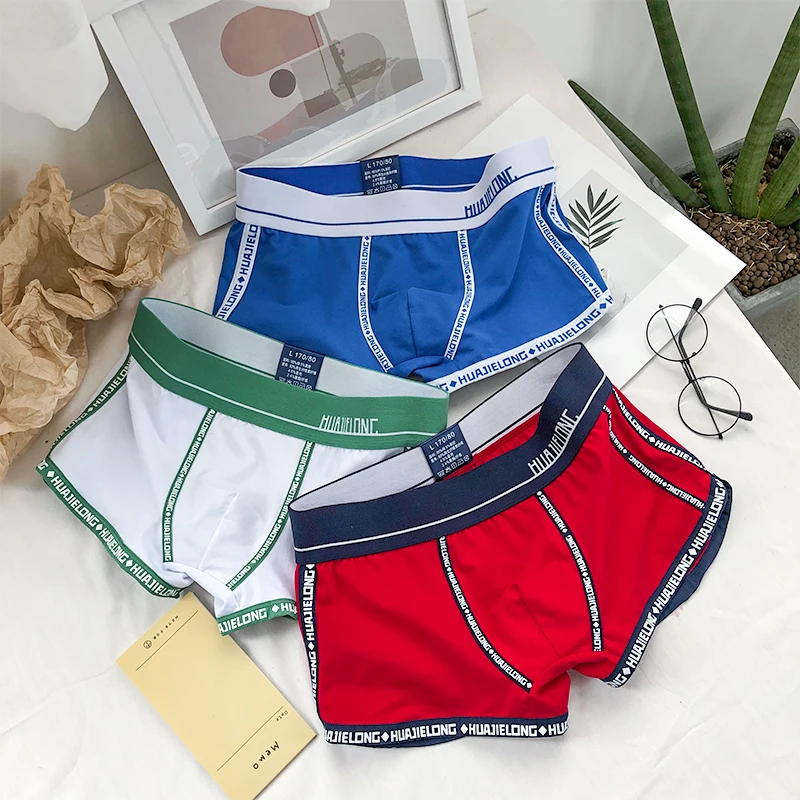 

3 Pieces Mens Boxer Shorts Fashion Solid Color Mens Underwear Boxers Cotton Sports Style Summer Breathable Underpants 2020 New