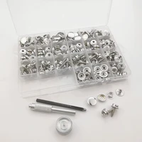 90 sets snap fastener screws four in one buckle with install tool diy clothing apparel luggage buckle metal accessories tool set