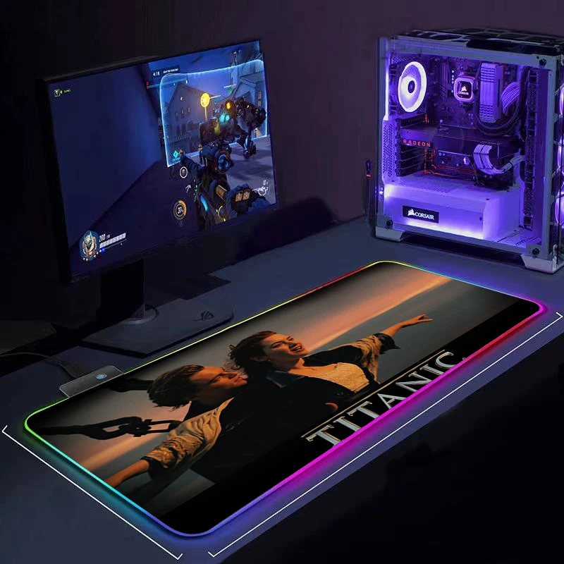 

TITANIC LED Light Mousepad RGB Keyboard Cover Desk-mat Colorful Surface Mouse Pad Waterproof Multi-size Computer Gamer CS Dota