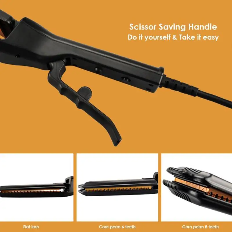 

Professional Electric Hair Straightener Curler Hair Flat Iron Ceramic Heat Electric Fluffy Wave Corrugated Curler Iron