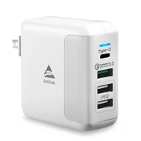 40w quick charger 3 0 pd fast charger 4 usb ports qc3 0 travel adapter wall phone charger for iphone xiaomi samsung