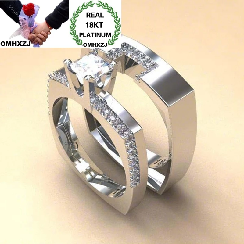 

OMHXZJ оптовая продажа, Европейская мода для женщин и девочек, вечерние, подарок на день рождения, свадьбу, квадратная, белая, AAA, циркон, 18KT, бело...