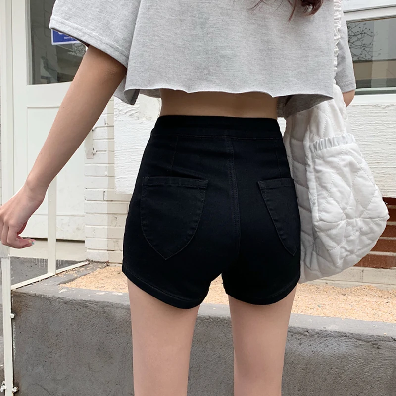 

Lucyever Elastic high waist Bandage Shorts Women Summer Slim Push Up Hips Short Jeans Female 2021 Casual Plus Size Denim Shorts