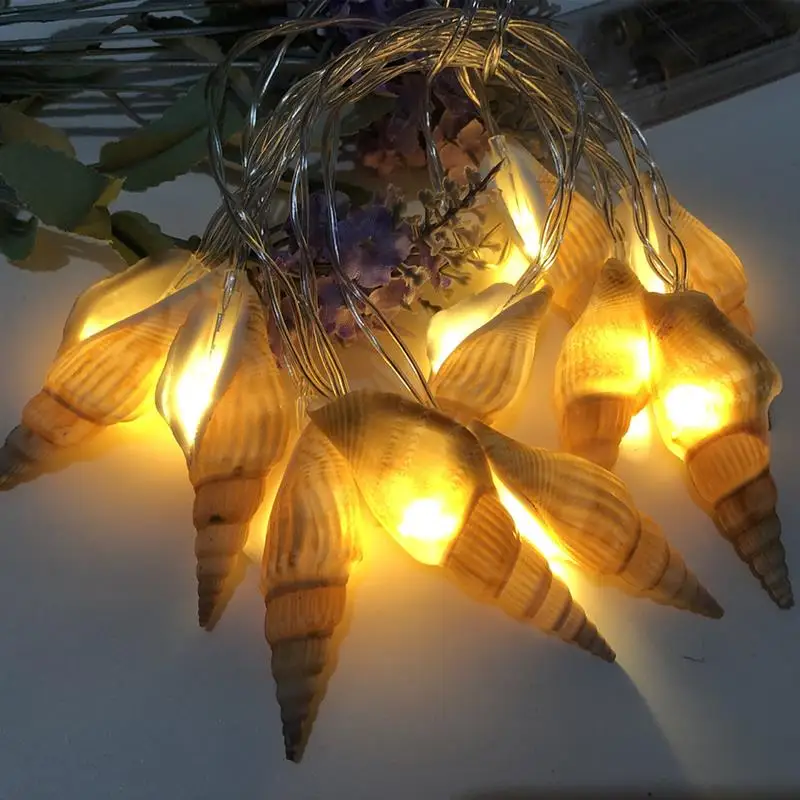 1.65m 10LED Conch String Lights Sea Shell LED Fairy Lamp Battery Operated Christmas Wedding Holiday Decor Lighting | Лампы и освещение