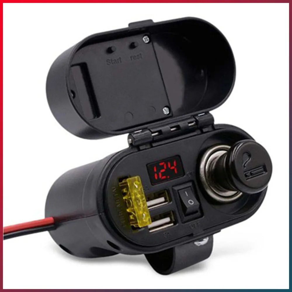 

12V-24V Motorcycle Cigarette Lighter Socket Waterproof 5V 4.2A Dual USB Charger for Mobile Phone Charging Motorcycle Accessories
