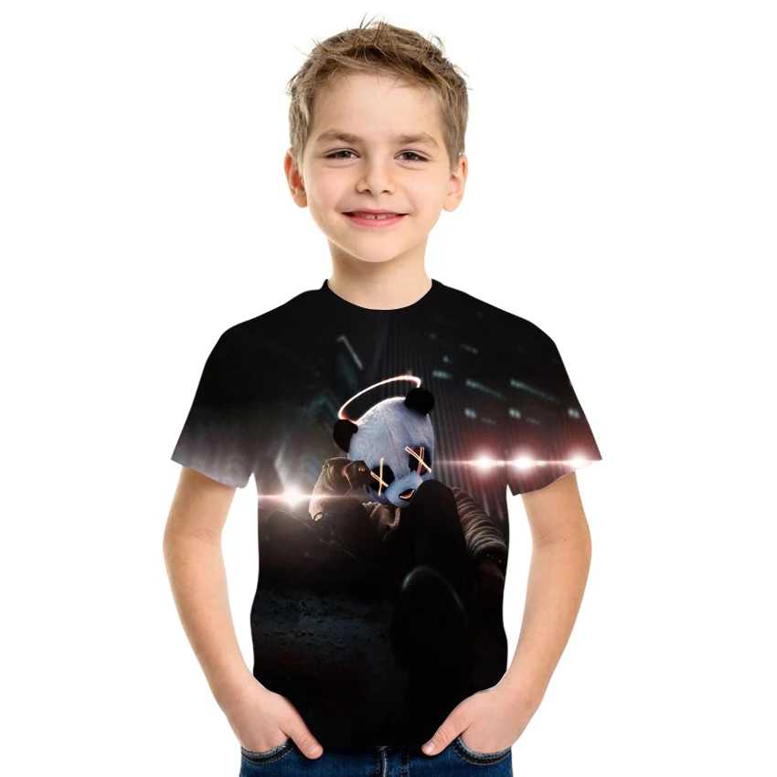 

2021 Summer Hot Sale New Product 3D T-shirt Printed Animal Panda Short Sleeve Children's Casual Top T-shirt