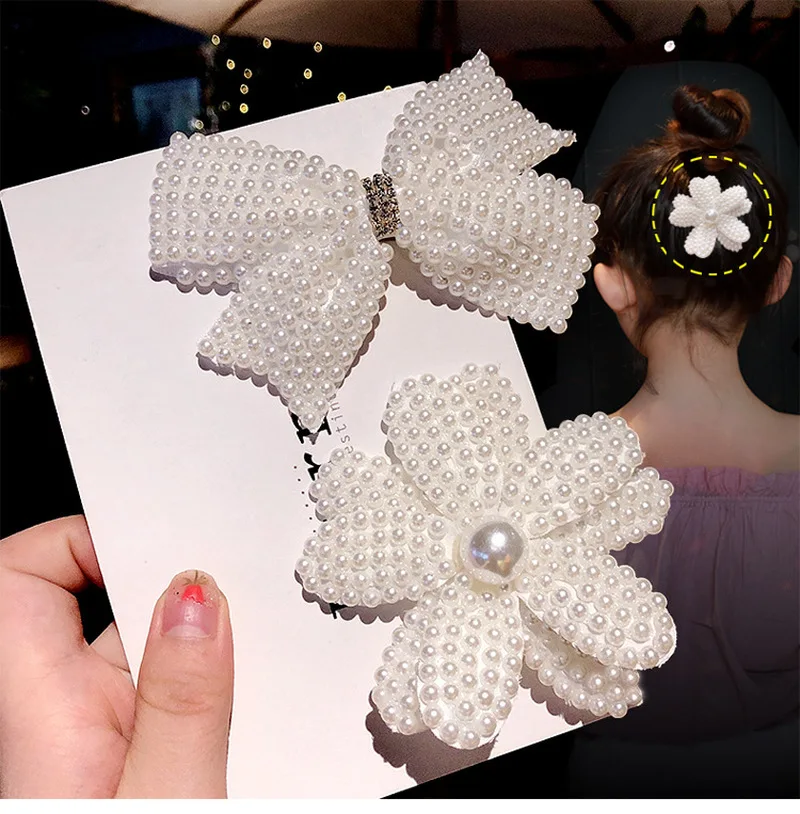 Банты для волос с белыми жемчужинами девочек 1 шт.| |