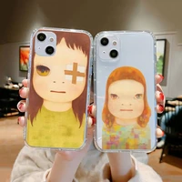 yoshitomo nara cartoon art phone case transparent for iphone 13 12 11 mini pro max x xr xs 7 8 6 6s plus se coque funda