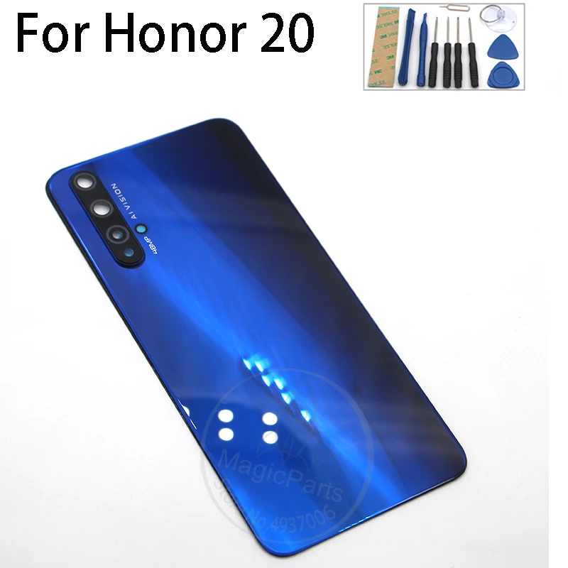 Задняя крышка для Huawei Honor 20 Запасные части задняя батарейного отсека + вспышки