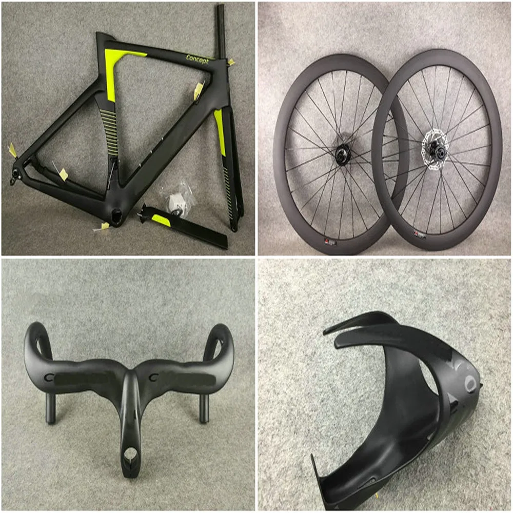 

Желтые карбоновые рамы с логотипом диска и 50 мм карбоновые колесные диски черные ручки для бутылок
