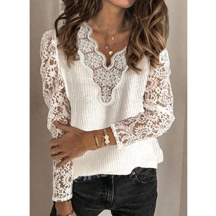 

2021 summer new women's hollow pattern stitching lantern sleeve sweater
