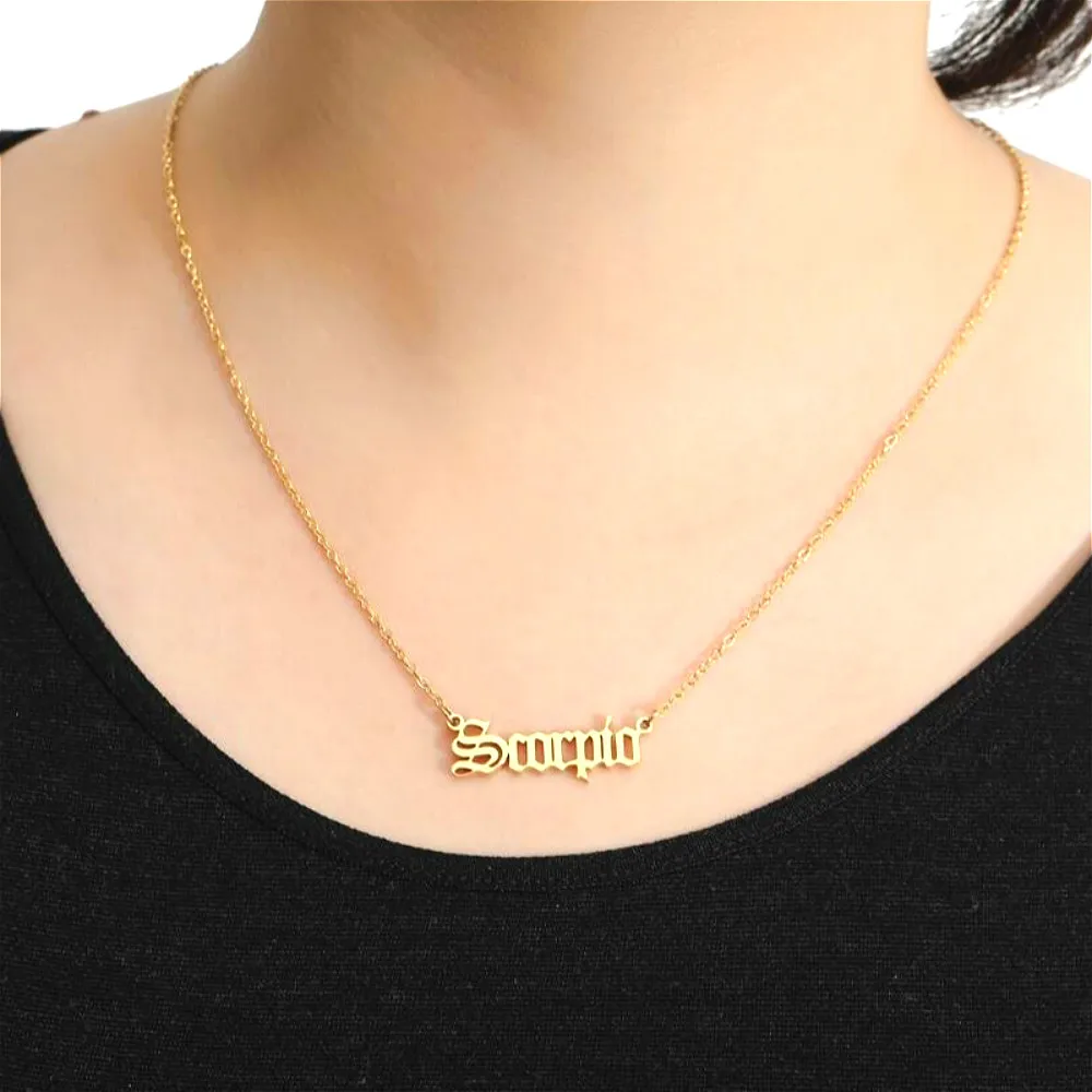 

20 Simple 316 Stainless Steel Twelve Constellation English Alphabet Necklace Girls Girlfriends Exclusive Guardian Clavicle Chain