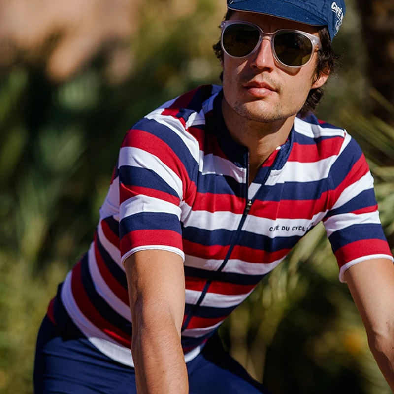 Трикотажная мужская трикотажная одежда для велоспорта с дышащим воротником и