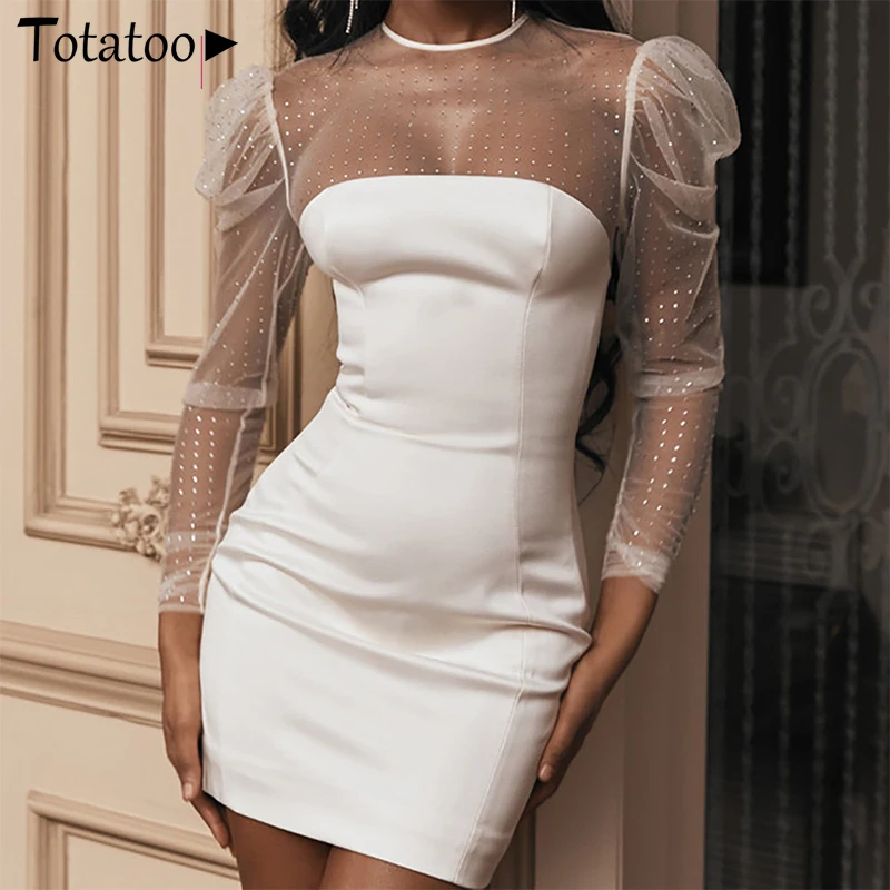 Totatop прозрачное облегающее платье в горошек с прозрачной сеткой стиле пэчворк