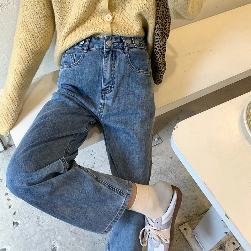 

Wide Leg Jeans Woman High Waist Straight Mom Jeans Korean Style Streetwear Baggy Denim Pants Female Casual Baggy Trousers