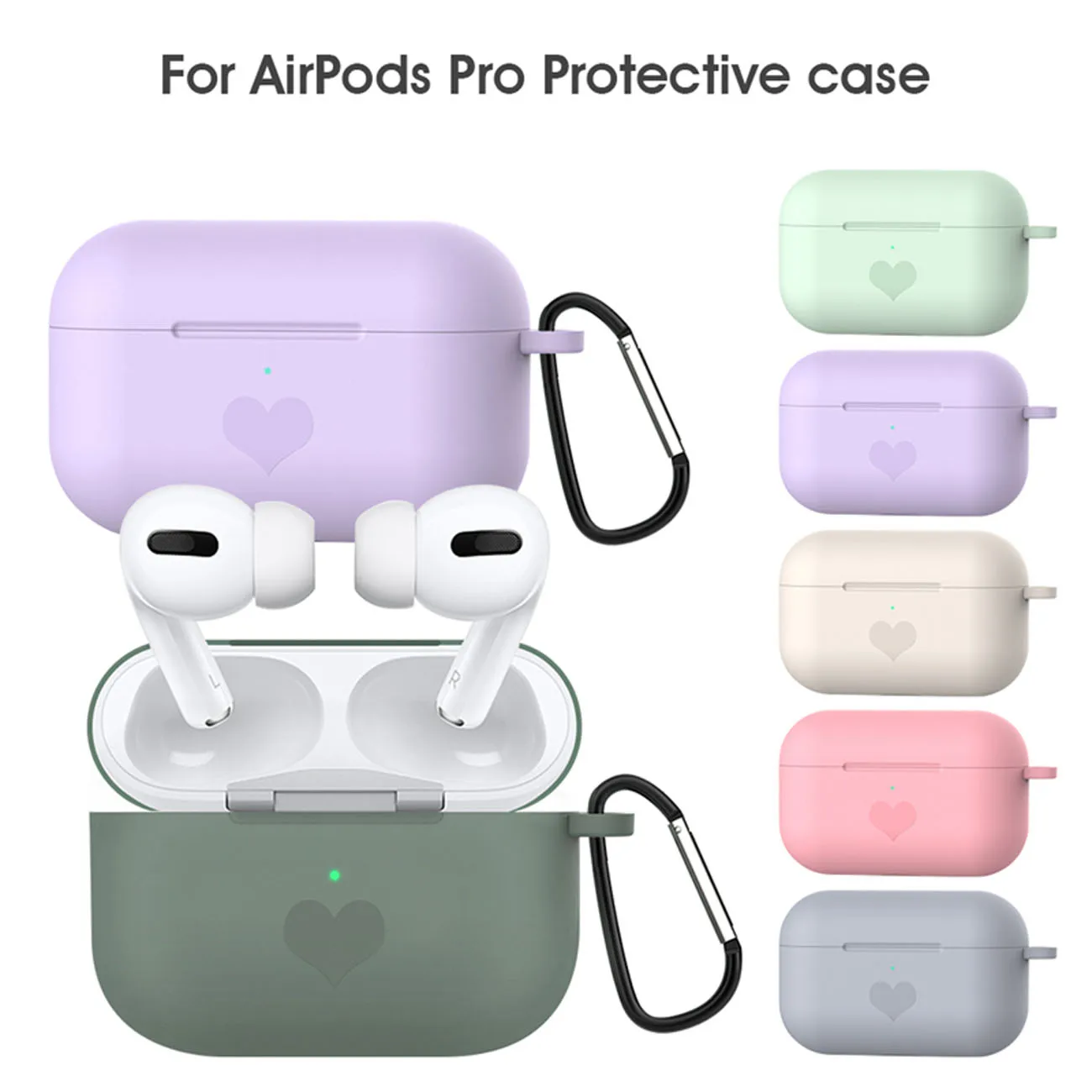 

Чехол Bluetooth для AirPods pro 3, защитная гарнитура, противоскользящие наушники в форме сердца, чехол с крючком
