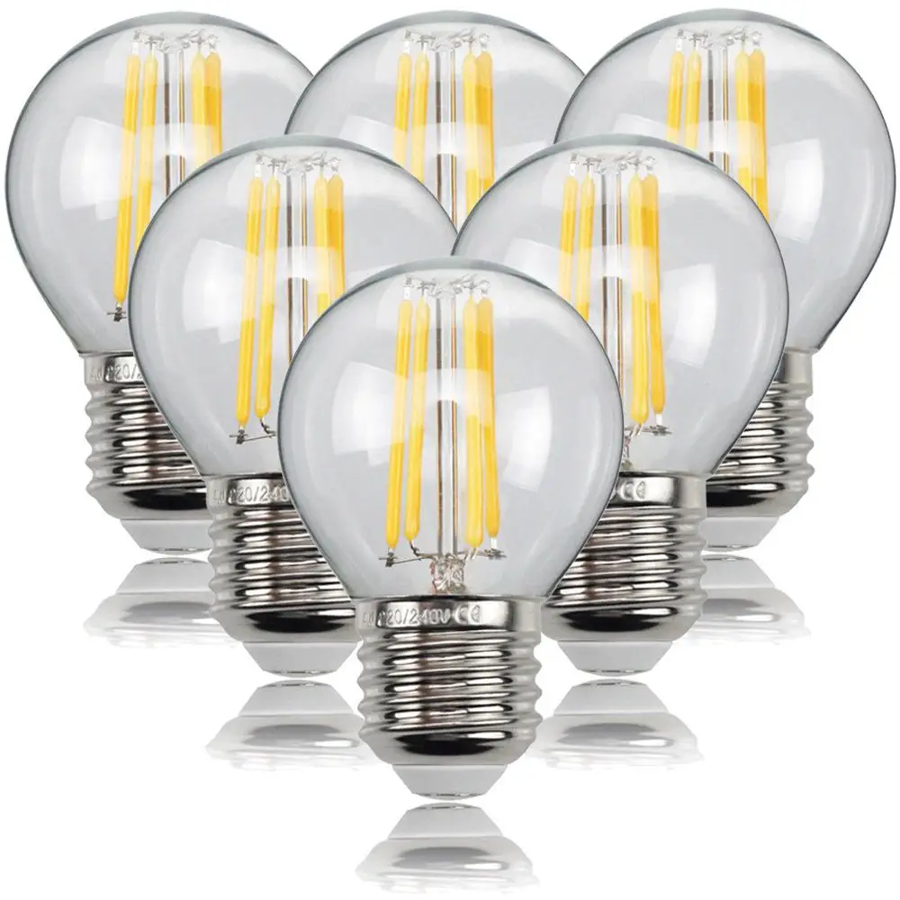 

6PCS G45 220V 110V 4W LED Light Bulb Filament Lamp Retro Energy Saving Warm White Lamp Bulb