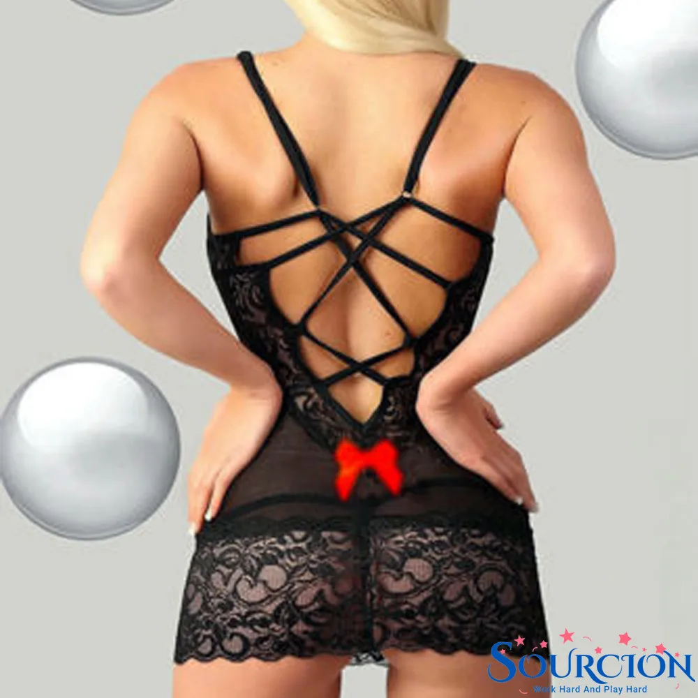 

Sourcion Sexy Lingerie Hot Erotic Dress Temptation Sexy Underwear Women Porno Costumes Sexo Bow Lace Babydolls Nightgown
