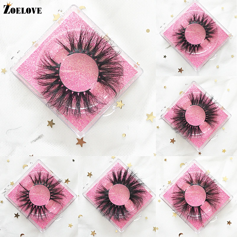 

5D False Eyelashes Bulk Mink Lashes In Bulk 25 mm Fake Lashes Box Vendor Fluffy Mink Eyelashes Wholesale Long Faux Cils Lot